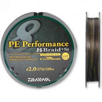 Плетеная леска DAIWA PE Performance 8 Braid + Si / #2,5 (14,9 кг) - 120м (тёмно-коричневая)