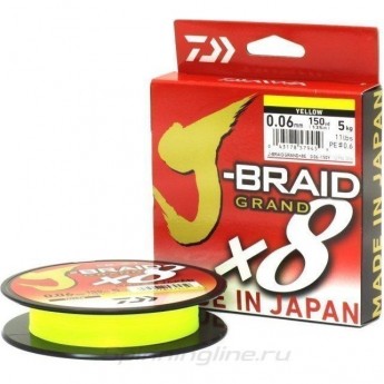 Шнур DAIWA J-BRAID GRAND X8 135М 0,24ММ YELLOW Шнур DAIWA J-BRAID GRAND X8 135М 0,24ММ YELLOW