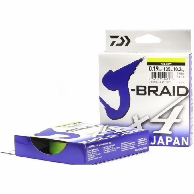 Шнур DAIWA J-Braid X4 0,19мм 135м Yellow 12740-019 Шнур DAIWA J-Braid X4 0,19мм 135м Yellow 12740-019